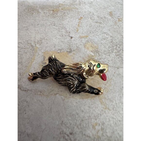 Vintage Gold Tone Cocker Spaniel Dog Pin Brooch - Picture 3 of 5